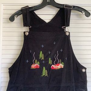 Woolrich Black Corduroy Holiday Overall Dress, M or L